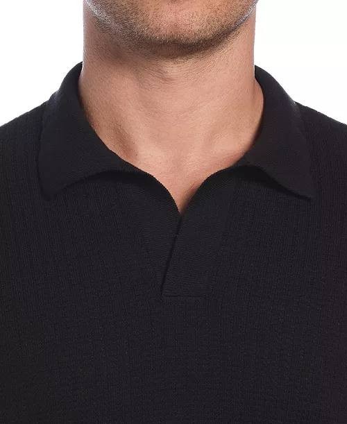 Cubavera Men’s Textured Knit Johnny Collar Polo Shirt Black XXL/EEG NWT $80