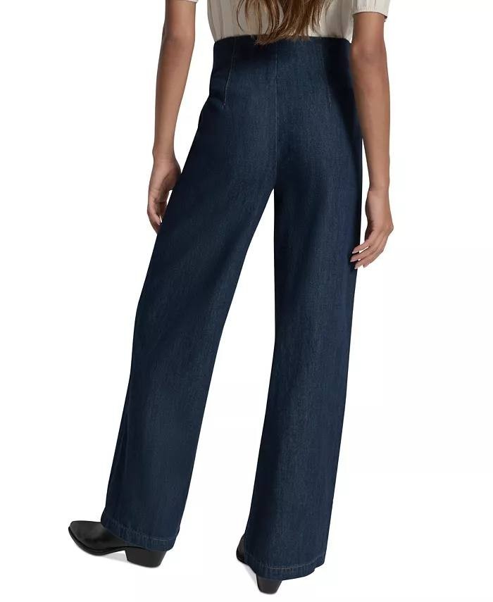 DKNY Jeans Wide Leg Denim Trousers Carmine Classic Fit Size27 NWT$119 damage zip