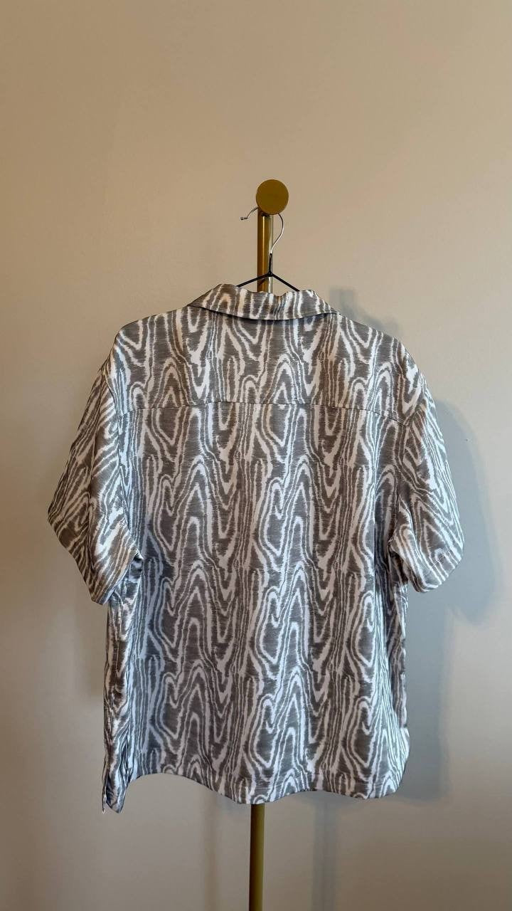 Mode of One Men’s Abstract Woodgrain Print Shirt Gray M $49.50 NWT