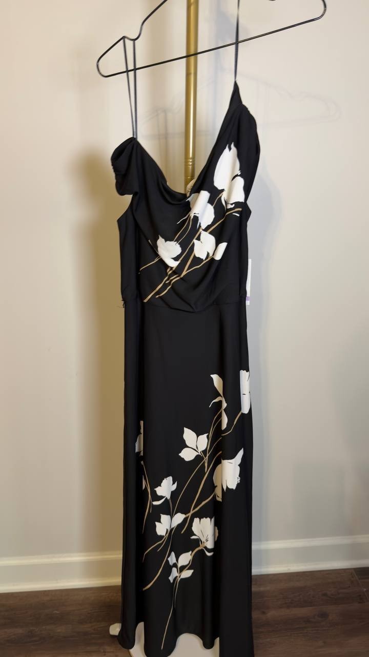 Taylor Women’s Belted Off‑The‑Shoulder Dress Black Floral 6 NWT $138
