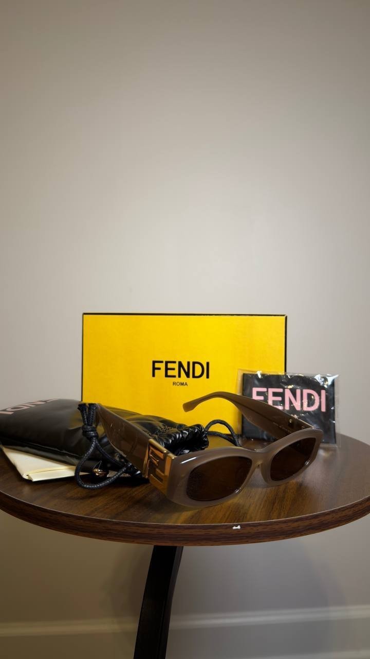 Fendi Rectangular Sunglasses Shiny Dark Brown OS NWOT $490.00