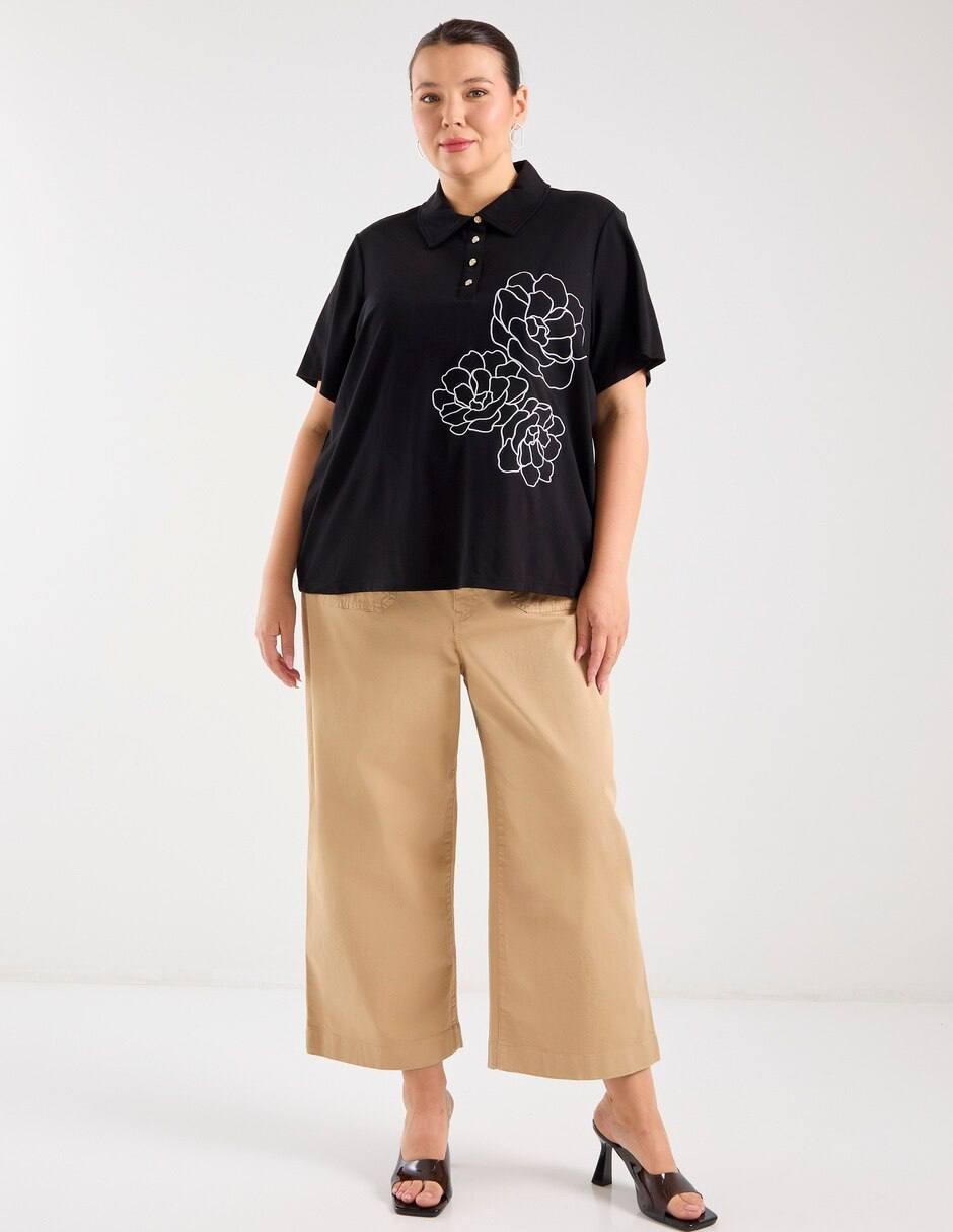 Karl Lagerfeld Paris Short Sleeve Blouse Black 1X NWT $99