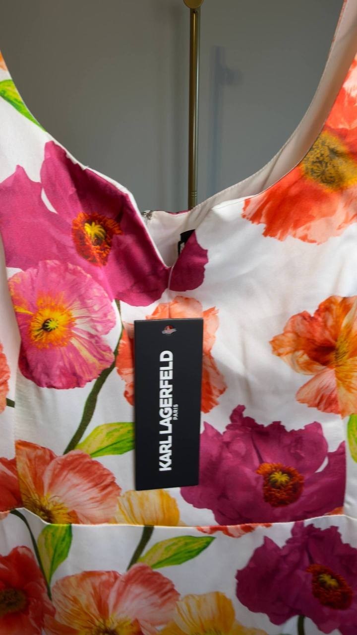 Karl Lagerfeld Paris Floral‑Print A‑Line Dress Floral Multi 8 NWT $169