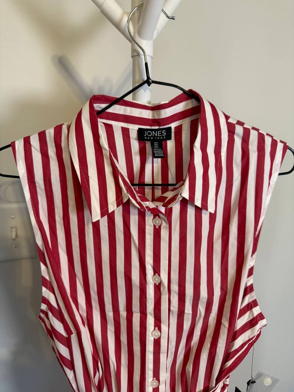 Jones New York Red Striped Midi Shirtdress – Size L – NWT – $119.50
