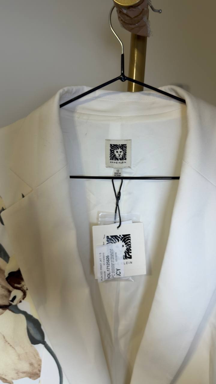 Anne  Klein  Women’s  Floral    Blazer  White  Dove  Multi   12  NWT  $189