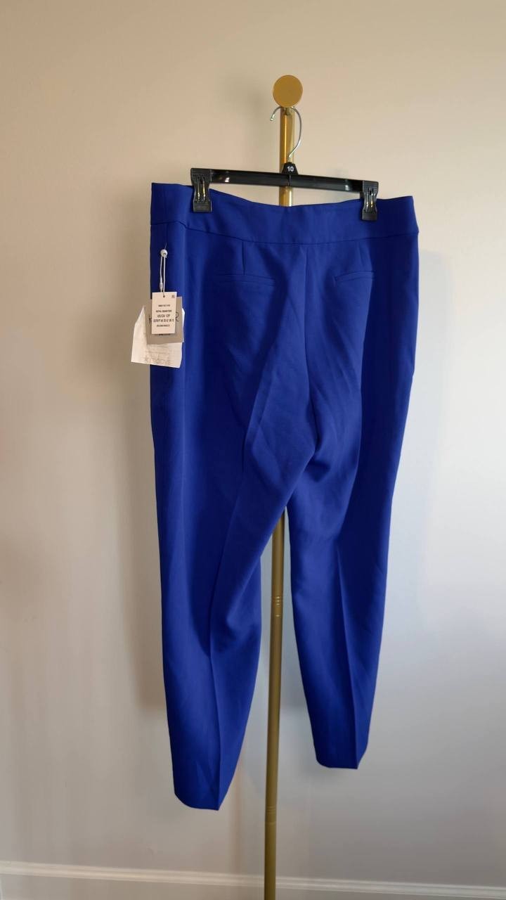 Kasper Ava Straight Leg Stretch Crepe Pants Royal Signature 12P NWT $79