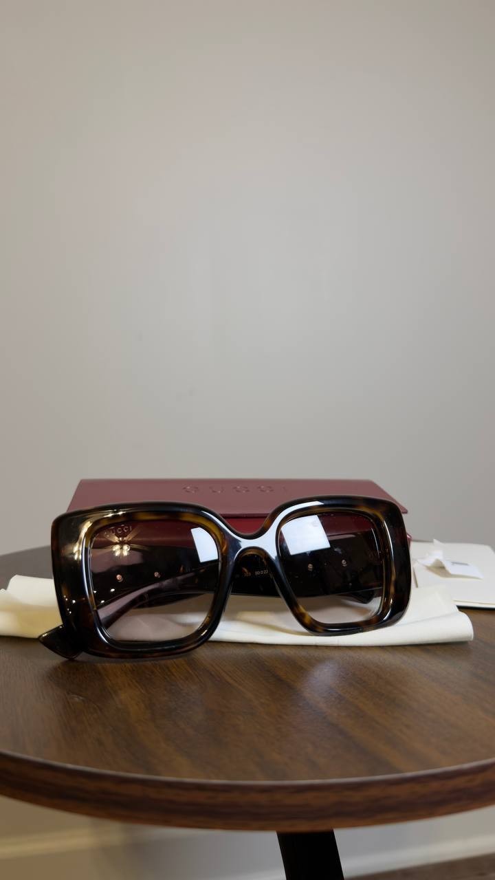 Gucci Rectangle Sunglasses Tortoise OS NWT $430.00