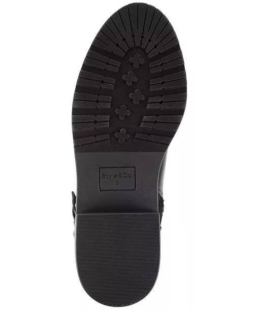 Style & Co Verityy Block Heel Boots Black 6.5M Microfiber Man‑Made $99.90 NWB