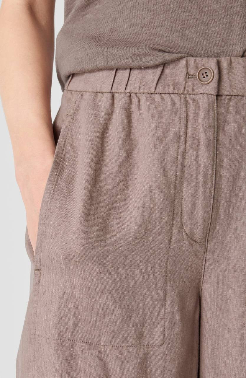 Eileen Fisher Organic Linen Wide-Leg Pants Cocoa XL NWT New with Tags US