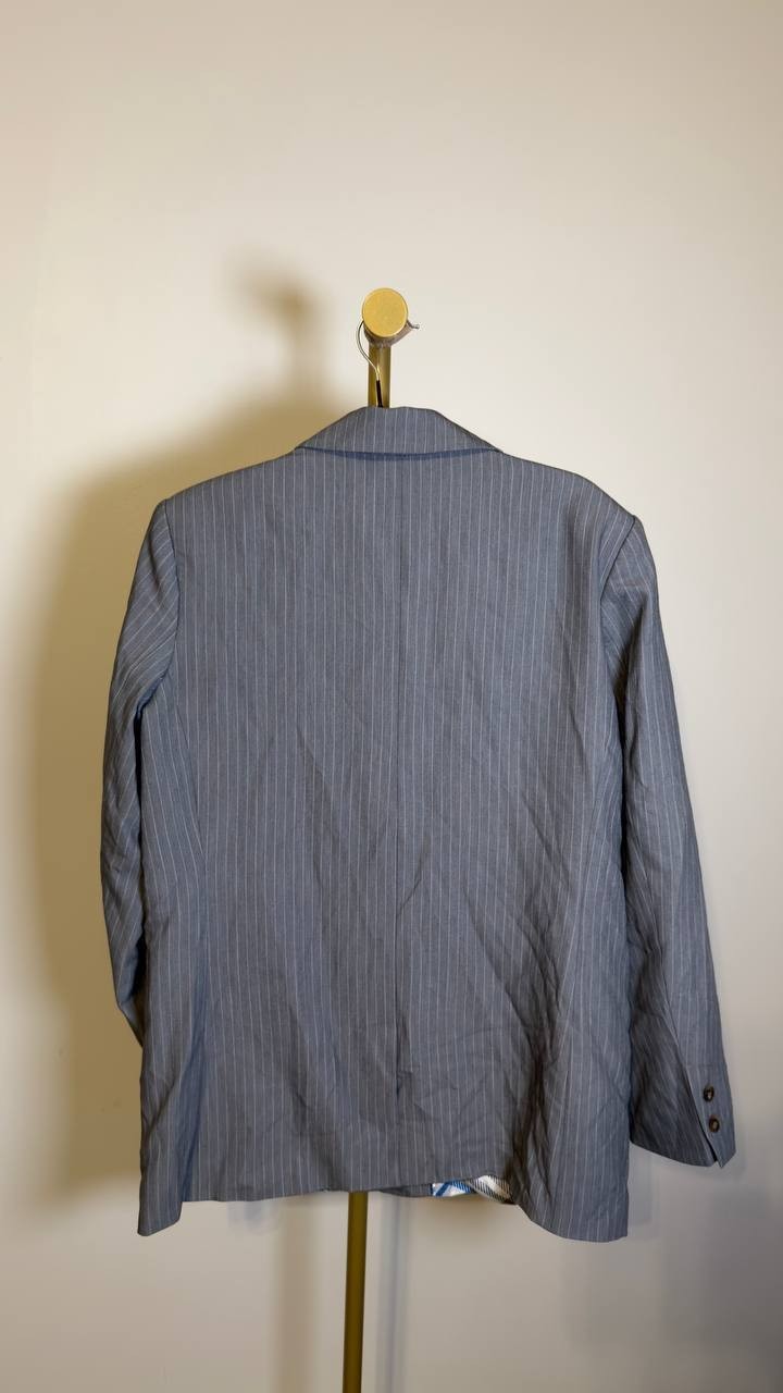 On 34th Molly Rogers Flower Pin Pinstripe Blazer Grey 10 NWOT $139.50
