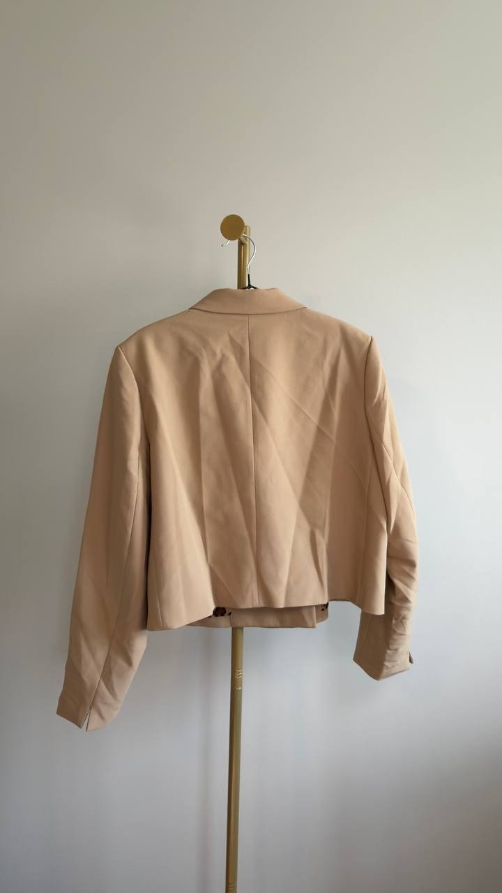 Anne Klein Double‑Breasted Twill Blazer Light Coffee 16 NWT $159