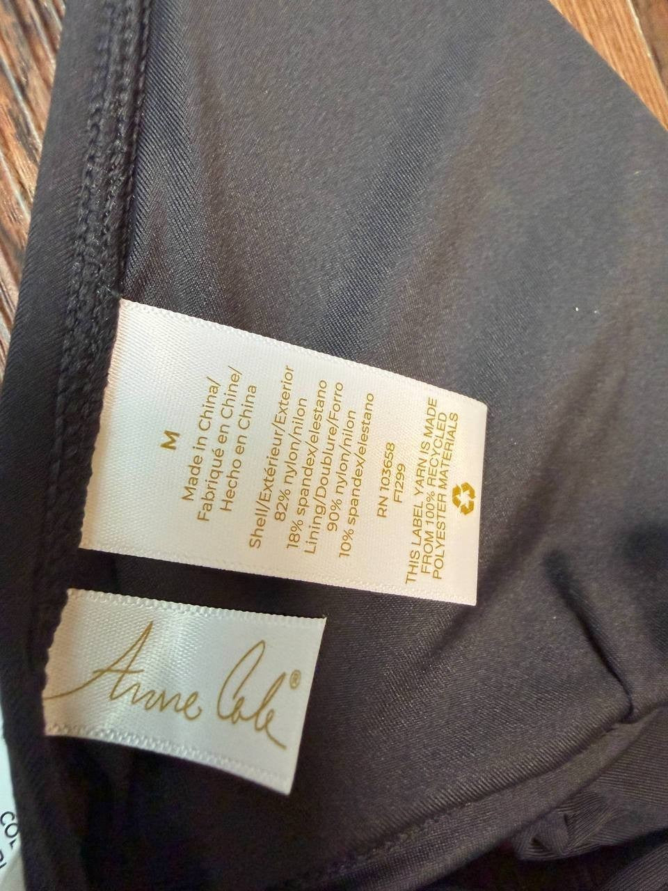 Anne Cole Solid Banded Halter Bikini Top Black M NWT $52