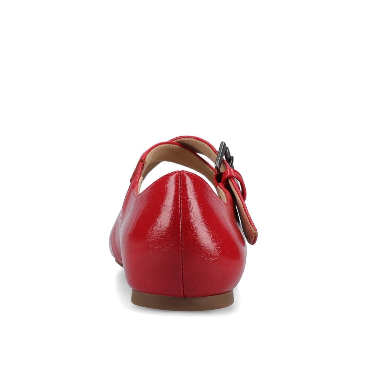 Journee Ivanna Mary Jane Flats Red 8M Vegan Leather Buckle $93.99 NWB