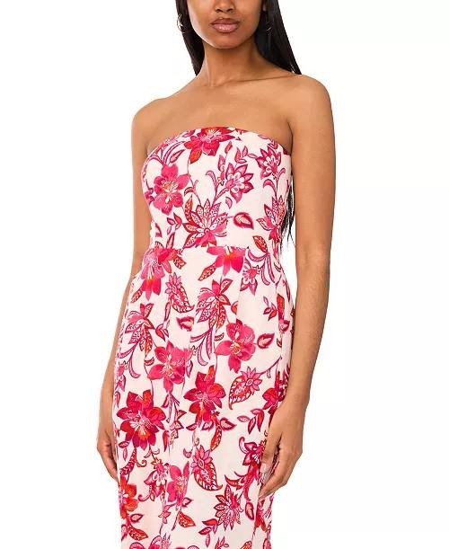 CeCe Jumpsuit M Romance Pink Strapless Smock Back Wide Leg NWT MSRP $129