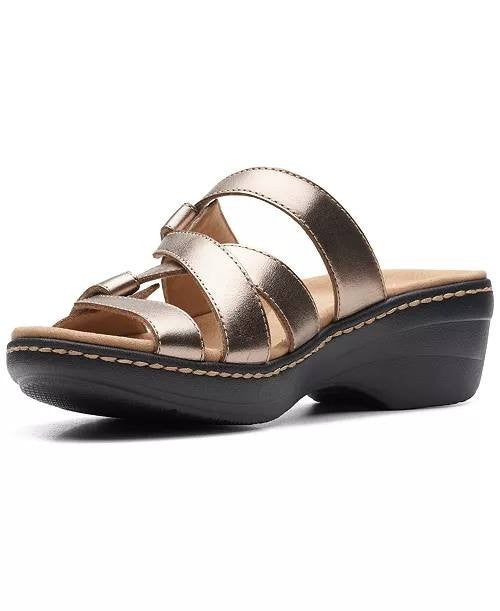 Clarks  Sandals  Bronze  Metallic  Leather  6M  New  $100