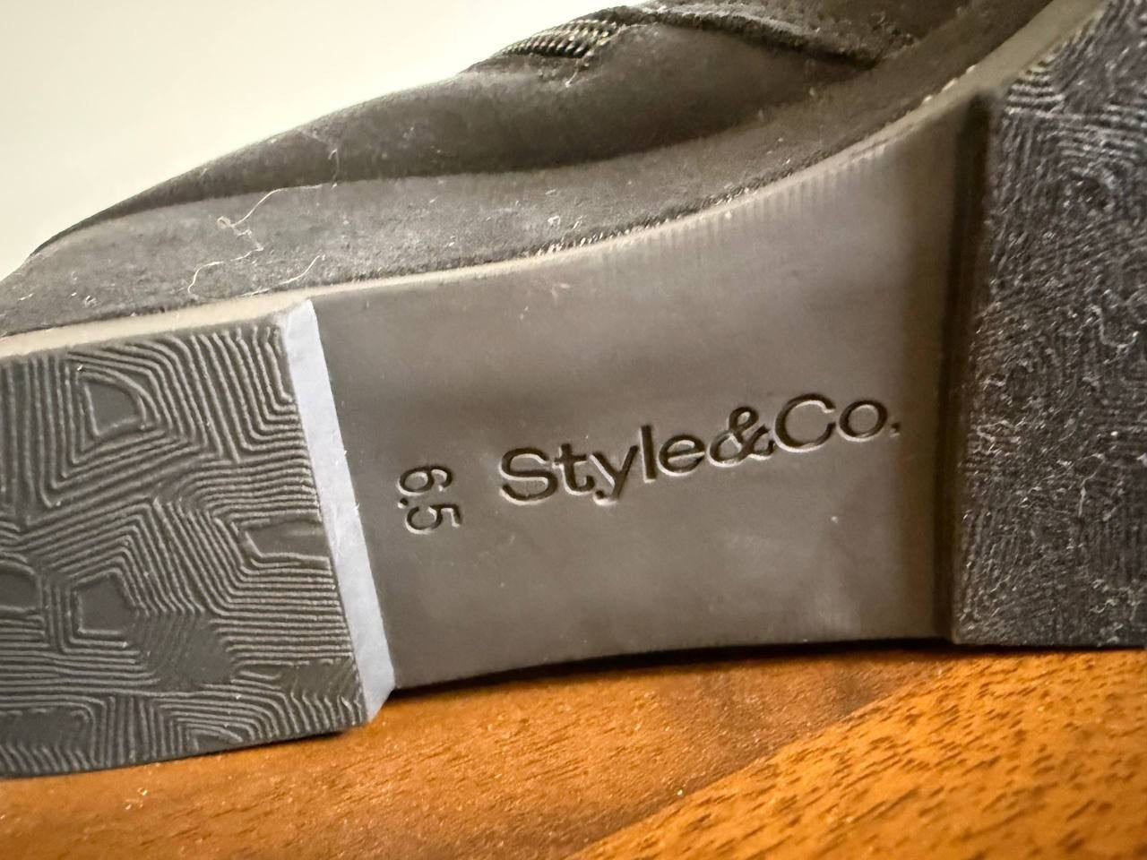 Style & Co Poppyy Wedge Heel Booties – Black – Size 6.5M – Microfiber–New in Box