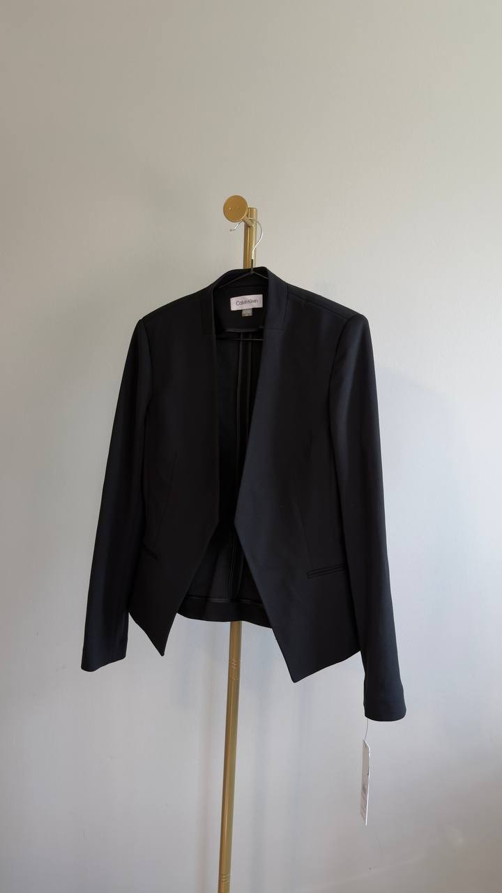 Calvin Klein Asymmetrical Open‑Front Blazer Black 10 NWT $109.98