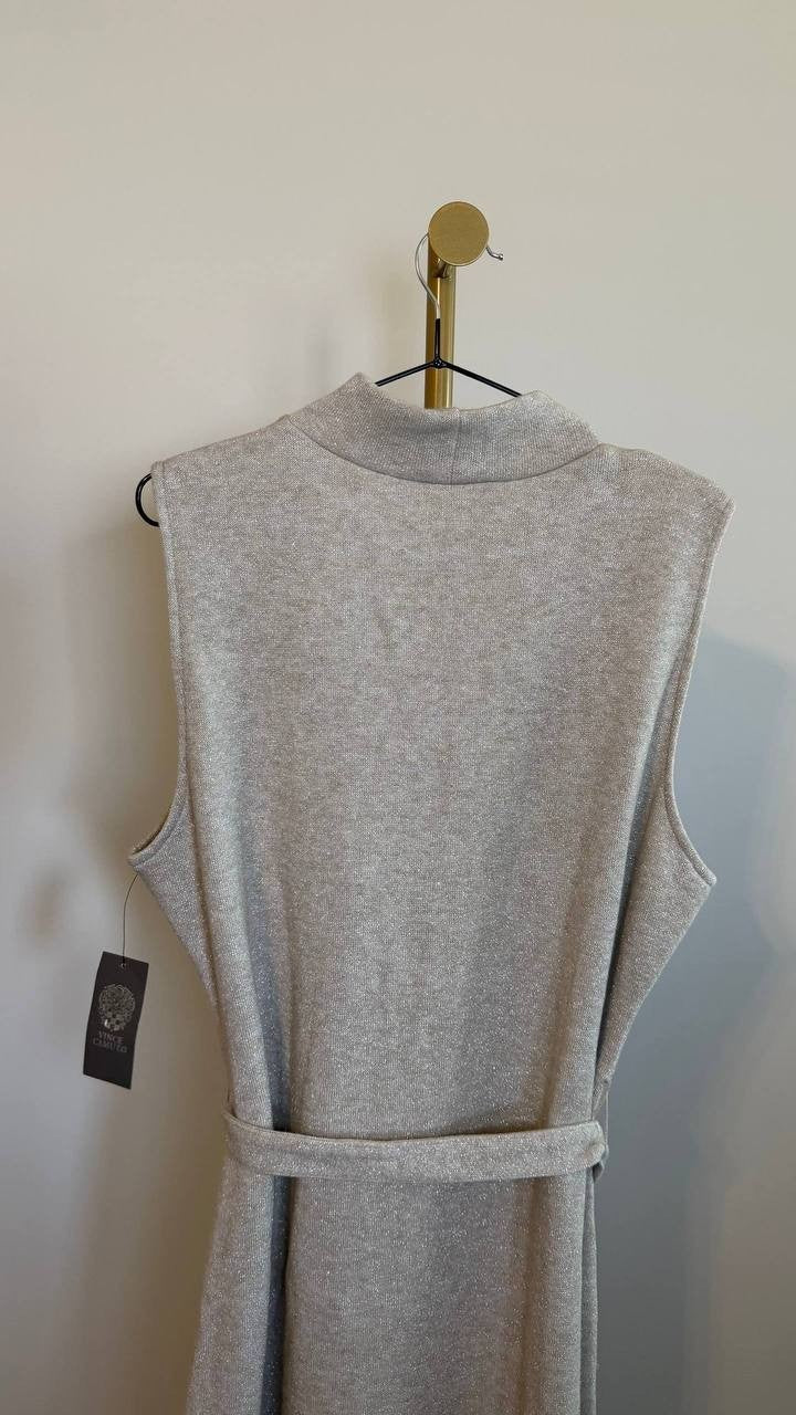 Vince Camuto Tie Waist Sweater Midi Dress Beige Sleeveless SizeXL NWT$99(a snag)