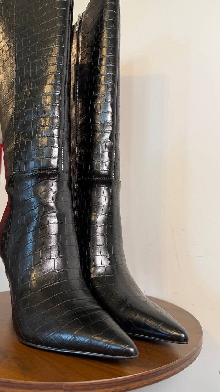 GUESS Gressa Wide Calf Knee High Pointed Toe Boots Black 8.5M Synthetic $179 NWB