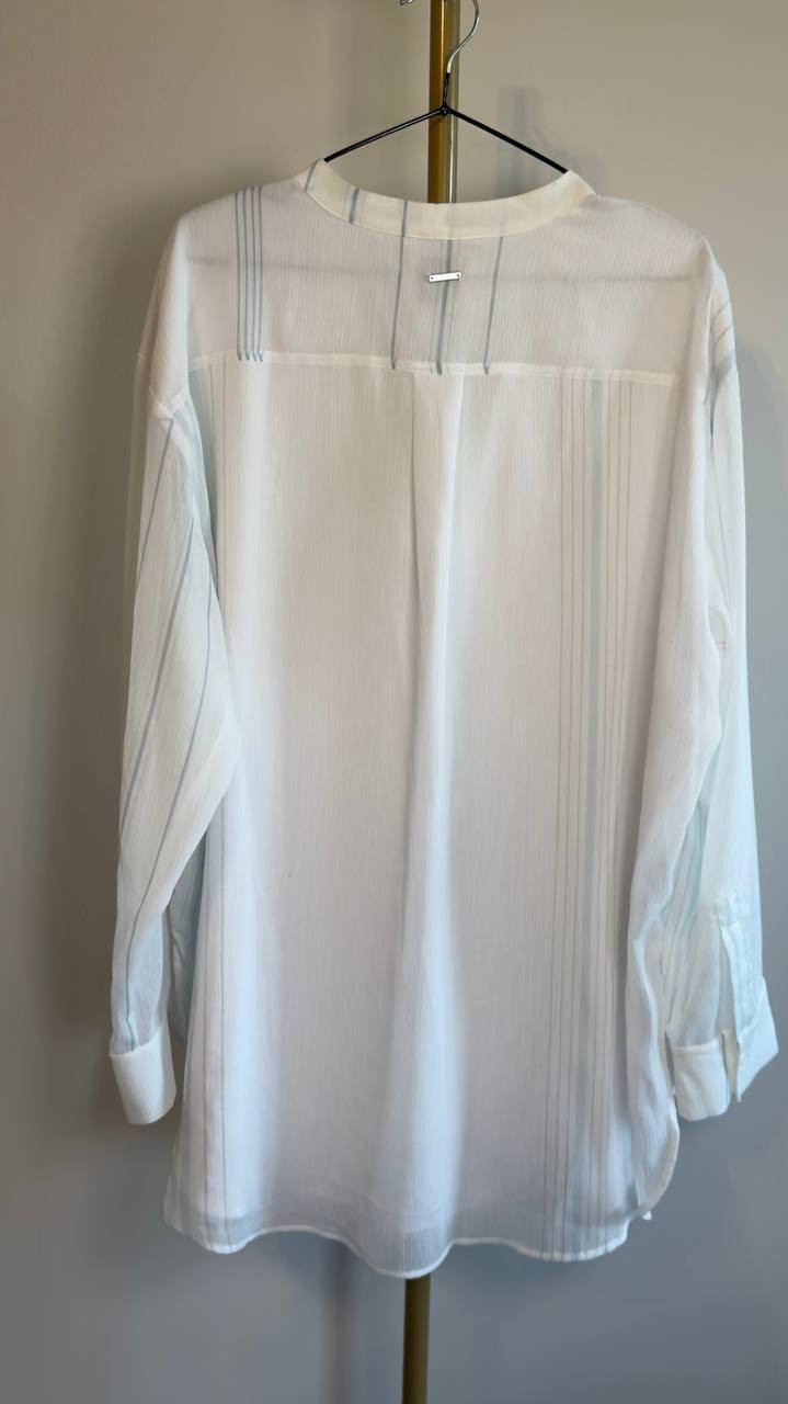 Calvin Klein Long-Sleeve Multi Stripe Tunic White Multi XL NWT $109