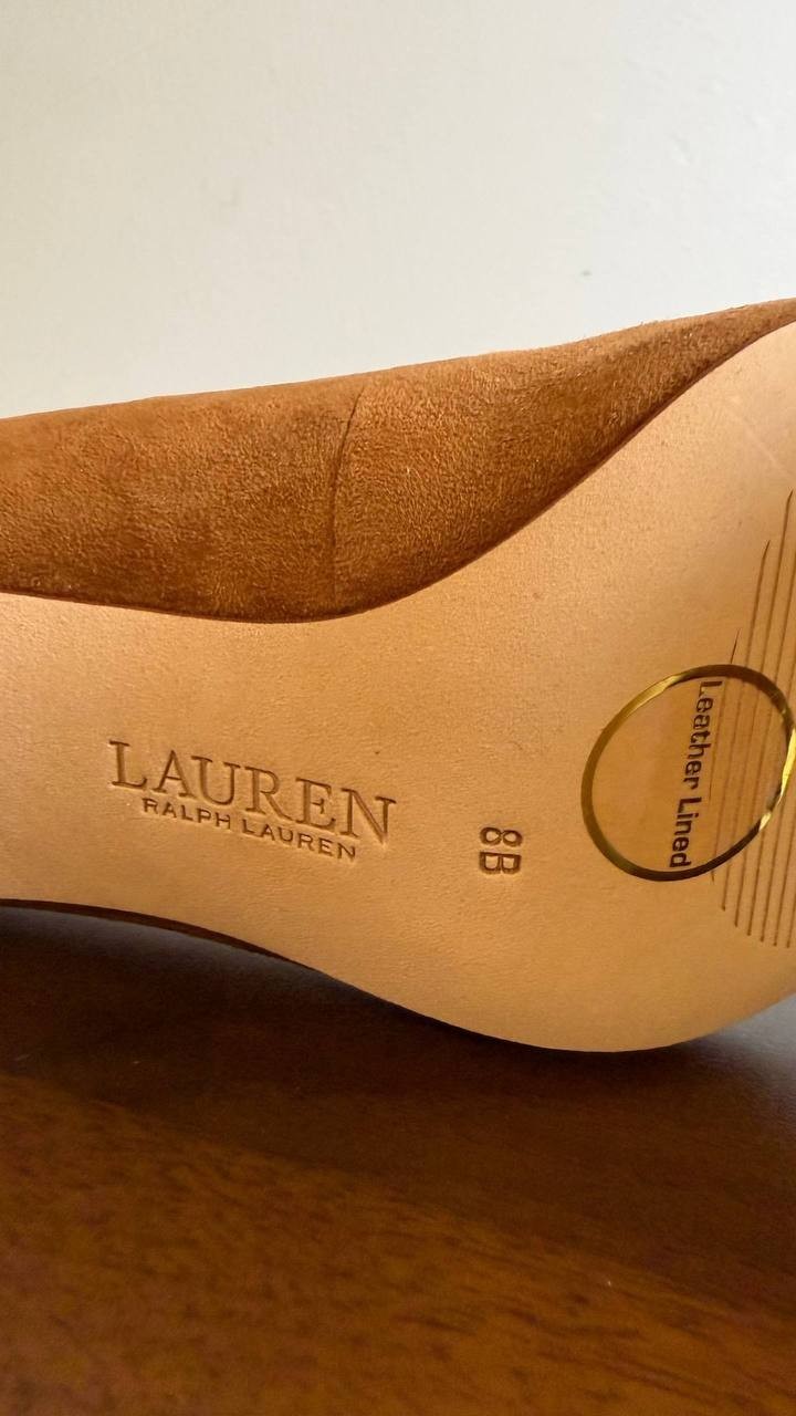 Lauren Ralph Lauren Lanette Pump 8B Tan Suede Pointed Toe  NIB msrp$306