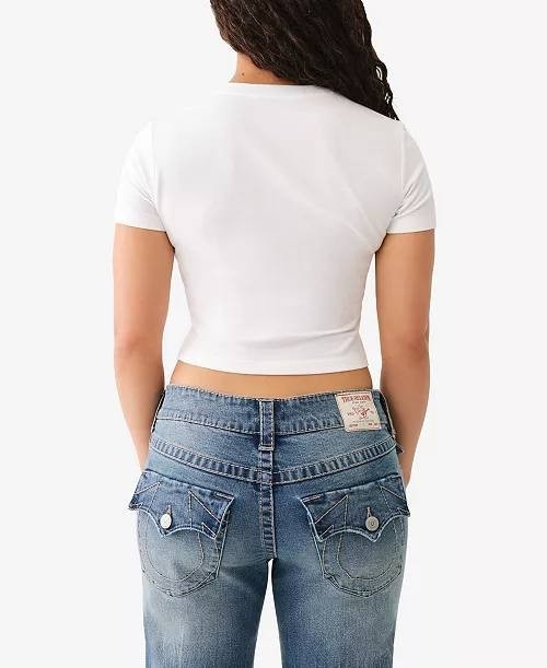 True Religion Short Sleeve Heritage Baby Tee Optic White M NWT $69