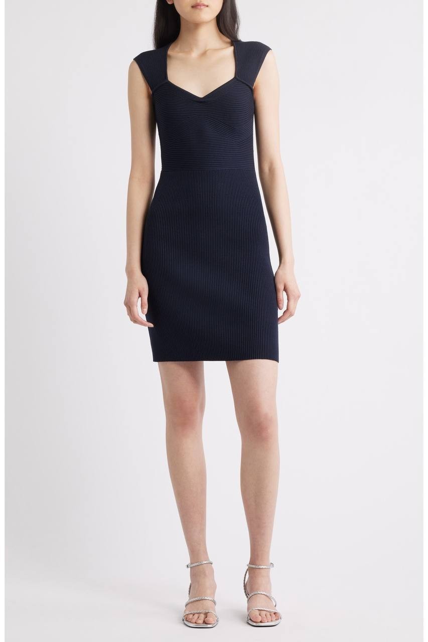BOSS Forberts Rib Body‑Con Dress Navy M NWT $198