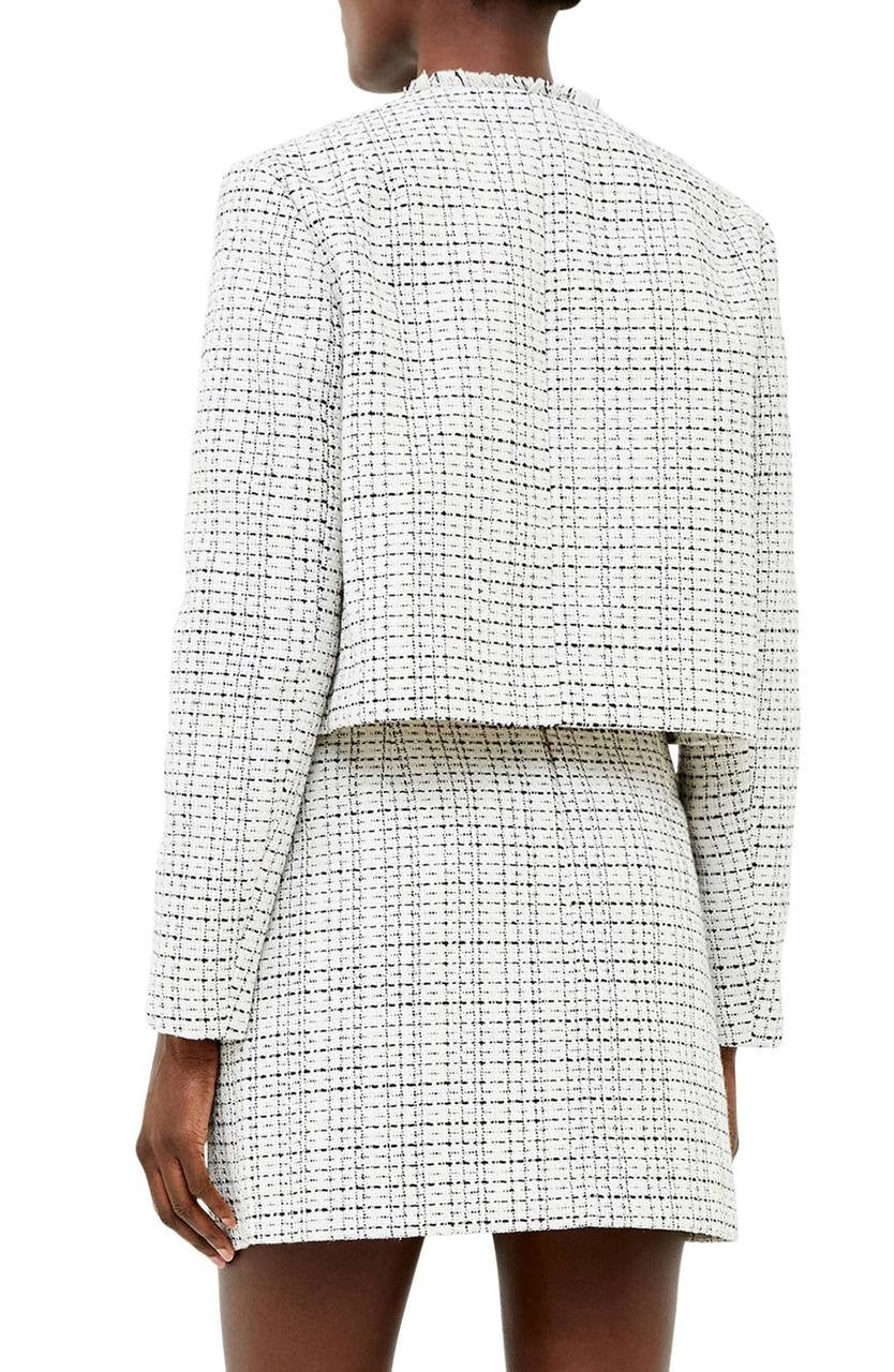 French Connection Effie Boucle Cropped Jacket – Classic Cream, Size 10