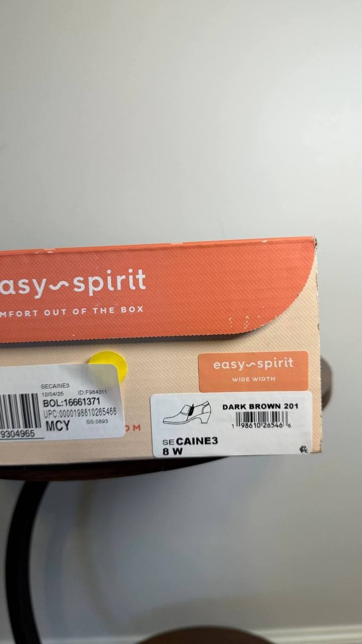 Easy Spirit Caine Booties 8W Dark Brown Side‑Zip Round Toe NIB msrp$95