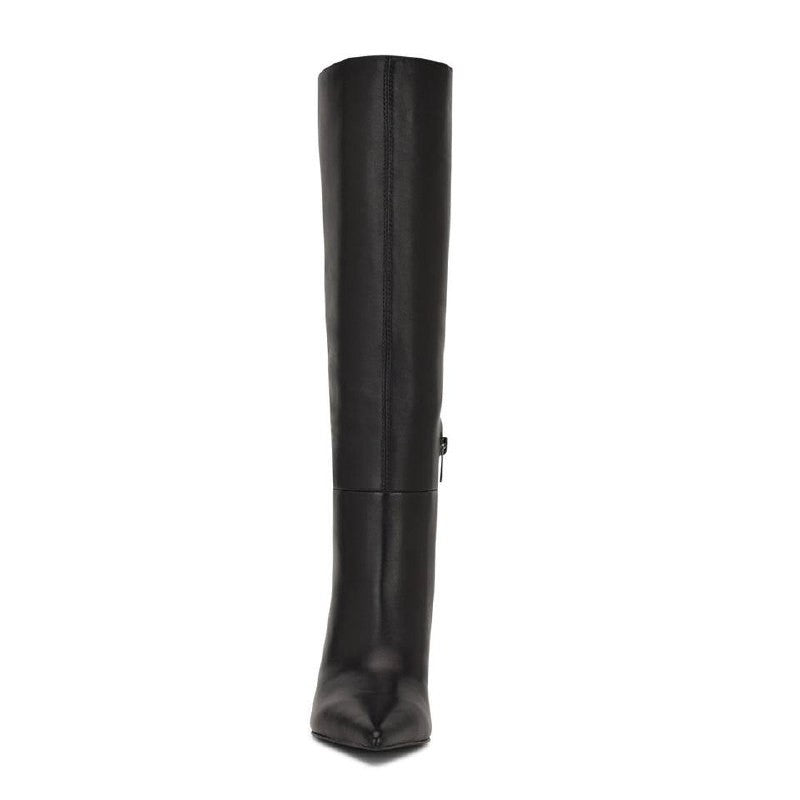 Nine West Nomas Boots 5M Black Leather Knee‑High  Stiletto NIB  msrp$249