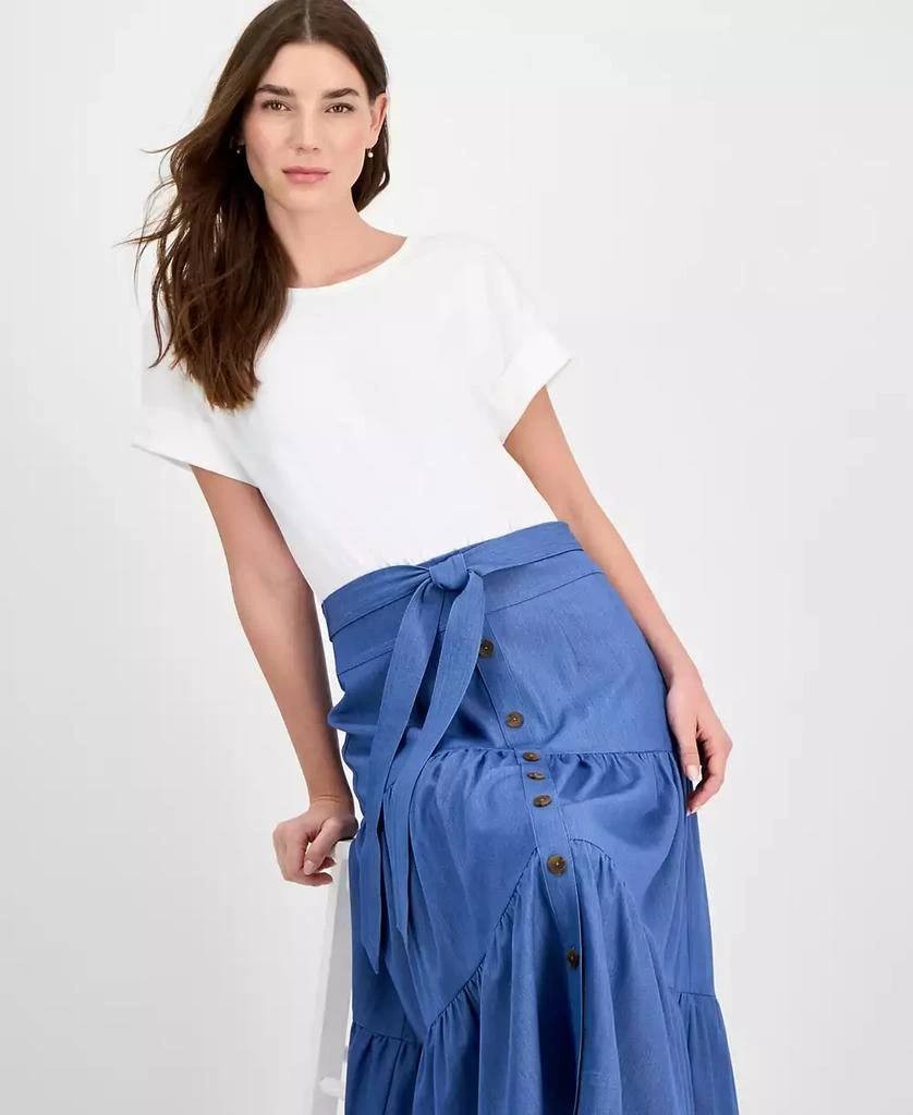 Tahari Mixed Media Tiered Fit & Flare Dress – Size L/G – NWT – $138