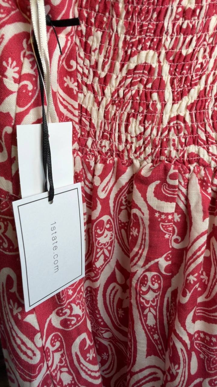 1.STATE Printed Sleeveless Maxi Dress White/Red S NWT $139