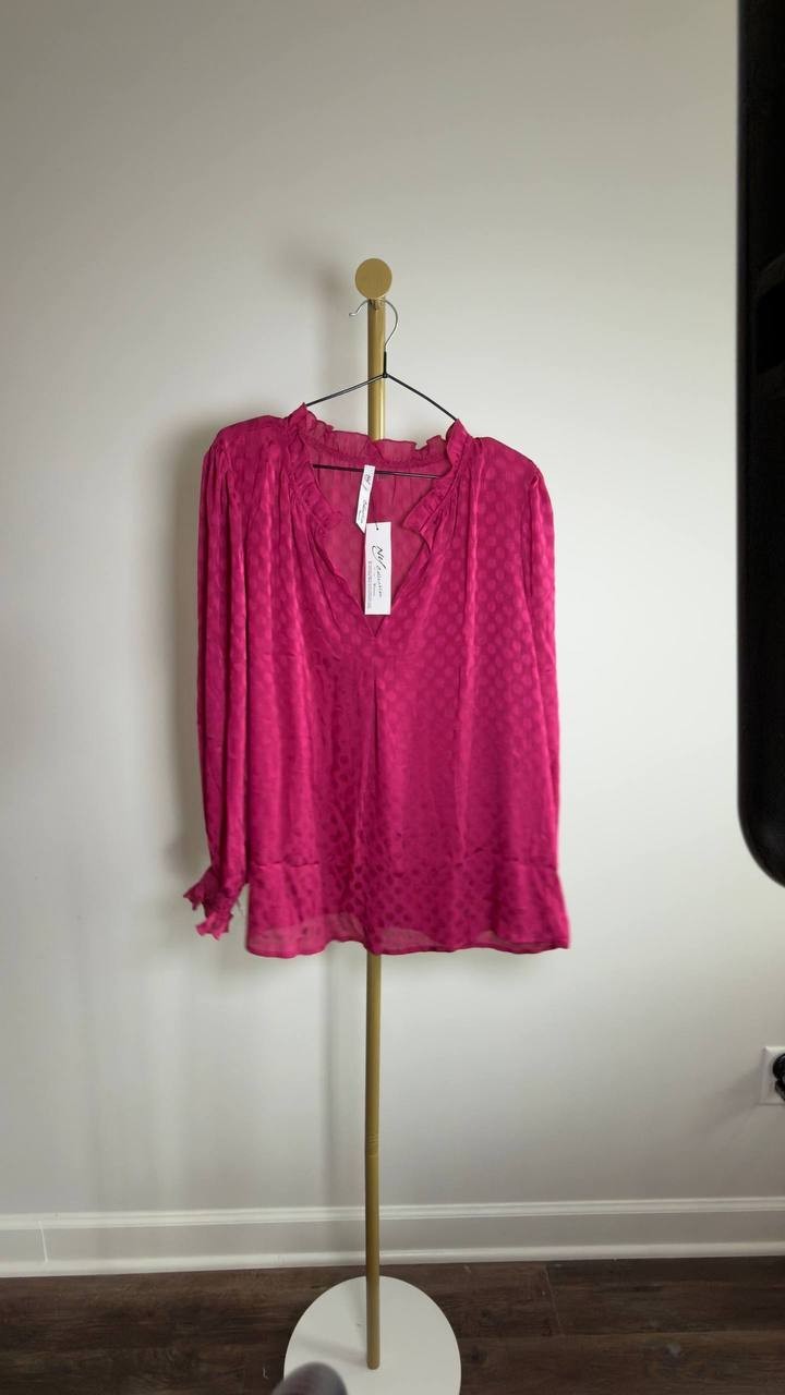 NY Collection Plus Size Long Sleeve Smocked Cuff Blouse Purple 1X NWT $44.95