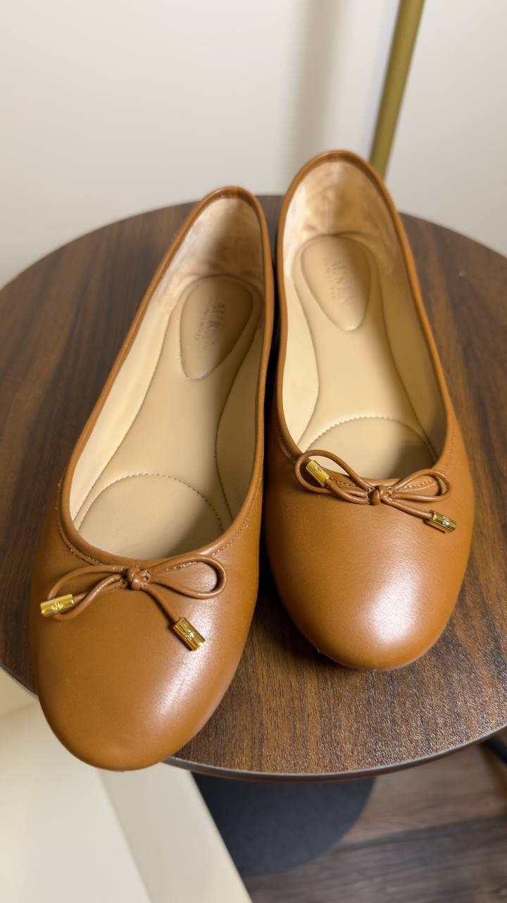 Lauren  Ralph  Lauren  Ballet  Flats  Deep  Saddle  Tan  8  B   $125