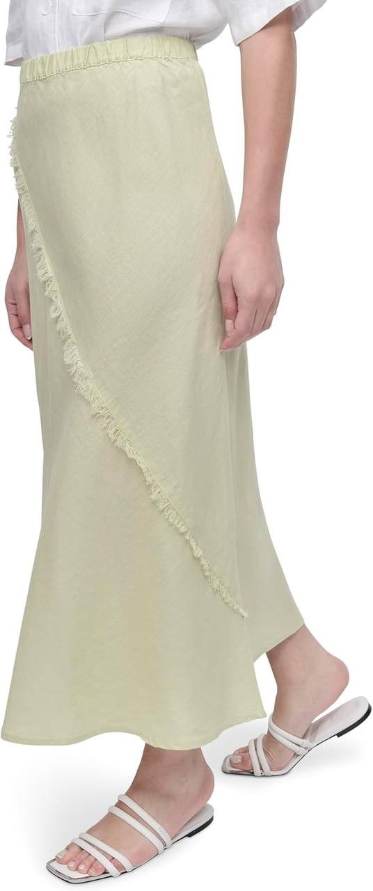 DKNY Pure Women’s Linen Midi Skirt Tea Green M $109 NWT