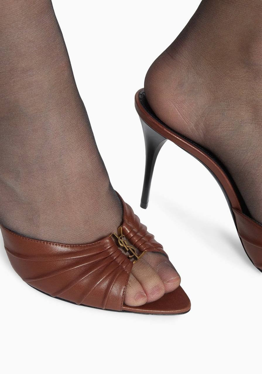 Saint  Laurent  Babylone  Mules  Suede  Dark Havana 37.5  New in Box  $1200