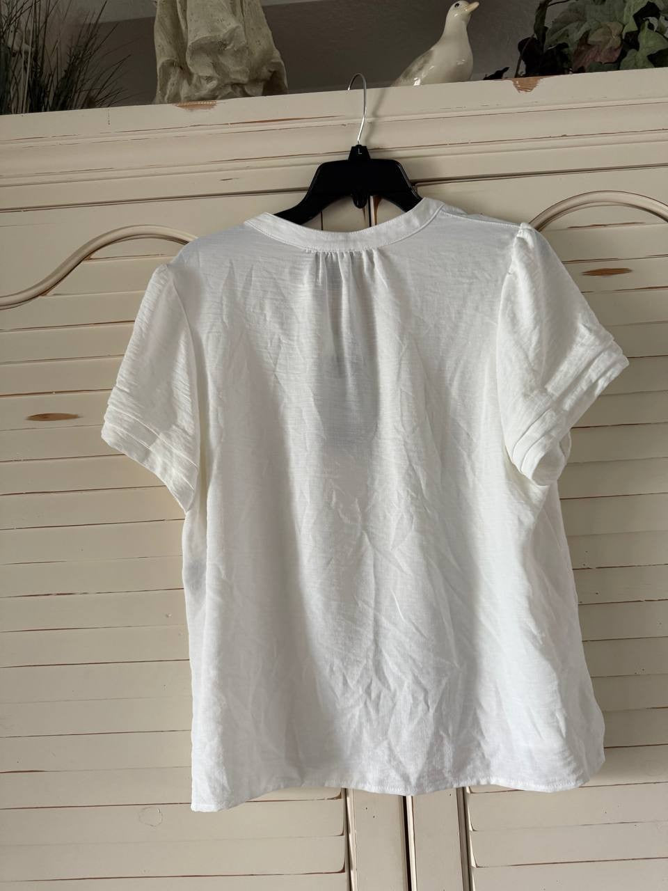 Jones New York Split Neck Puff Sleeve Blouse NYC White Petite NWT Womens
