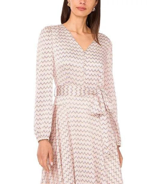 Vince Camuto Tie Maxi Dress Birch Button Detail Unlined Size L NWT $119 (damage)