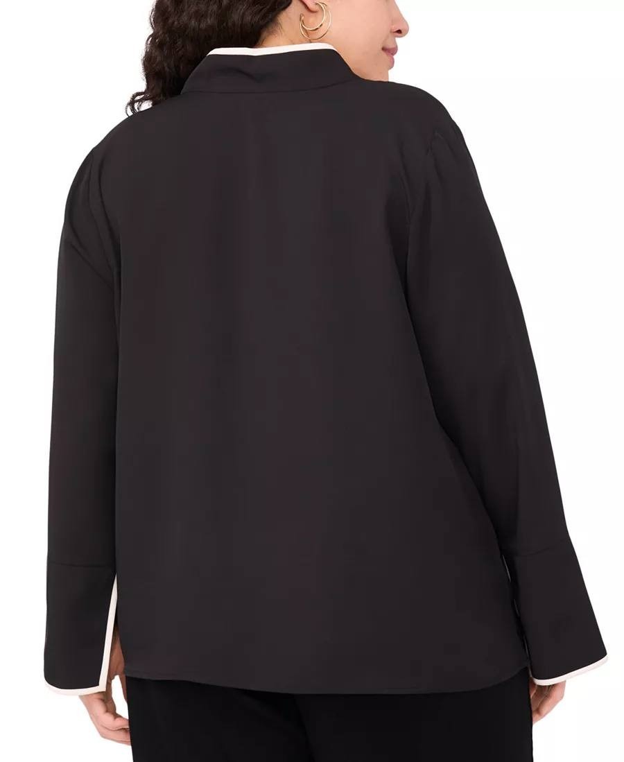 Vince Camuto Plus Size V‑Neck Contrast‑Trim Tunic Top – Size 3X – NWT