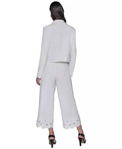 Karl Lagerfeld Paris Cropped Embroidered Blazer White 14 NWOT $209