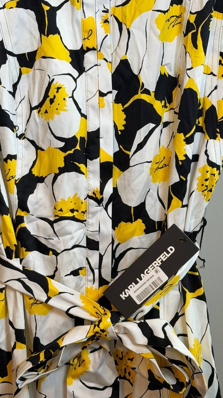 Karl Lagerfeld Paris Women’s Fit & Flare Floral Dress Yellow Size 6 NWT $159