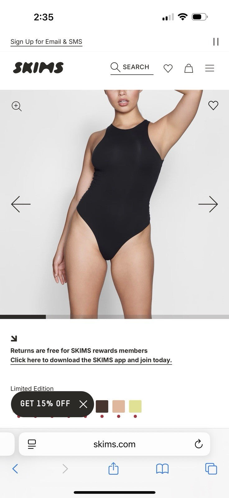 Skims High-Neck Bodysuit Black XXS | Wireless Underwire, Polyamide/Elastane