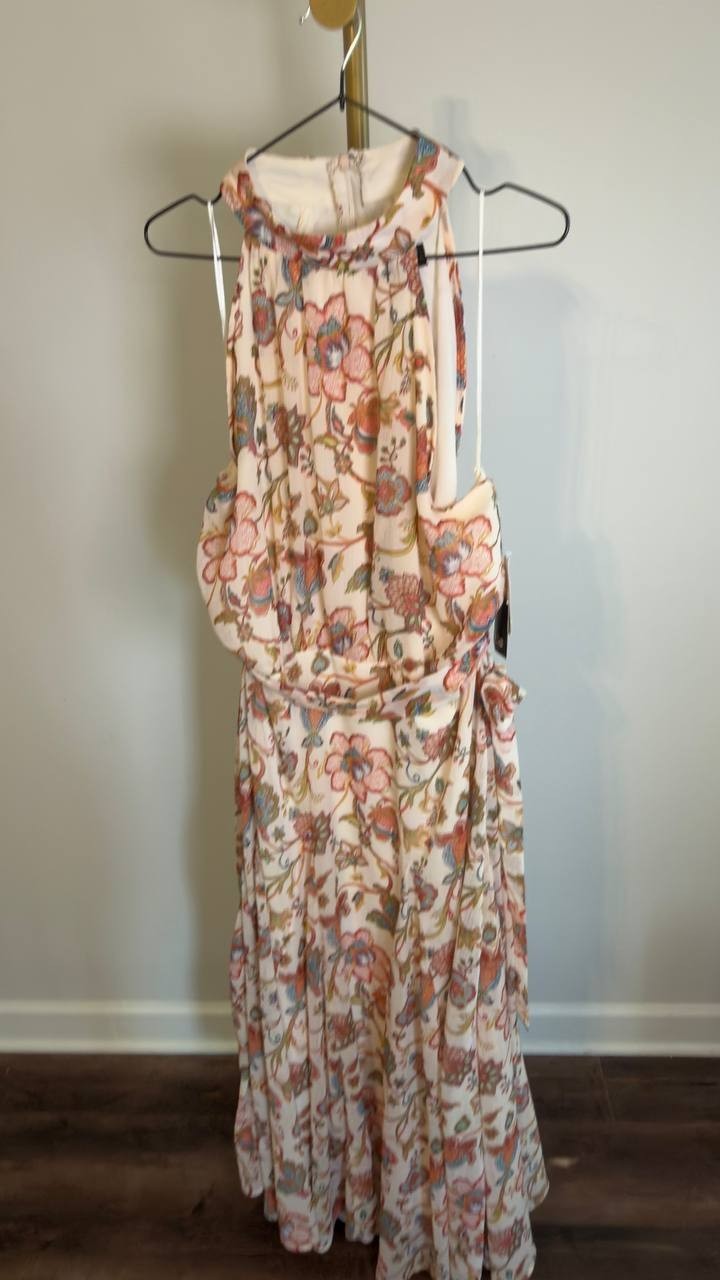 CeCe Halter Neck Floral Maxi Dress Corsage Size 16 NWT $79