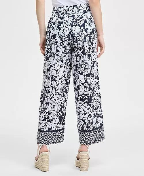Tommy Hilfiger Women's Floral-Print Pull-On Wide-Leg Pants – Size L