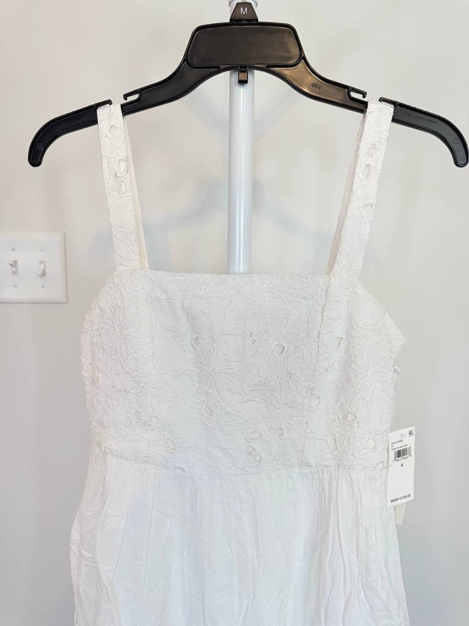 CeCe Floral‑Embroidered Square‑Neck Dress – Ivory – Size 6 – NWT – $129