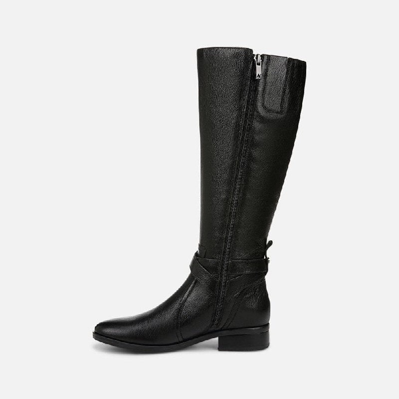 Naturalizer Rena 2 Boots 11W Black Leather Wide Calf Riding Style NIB msrp$325