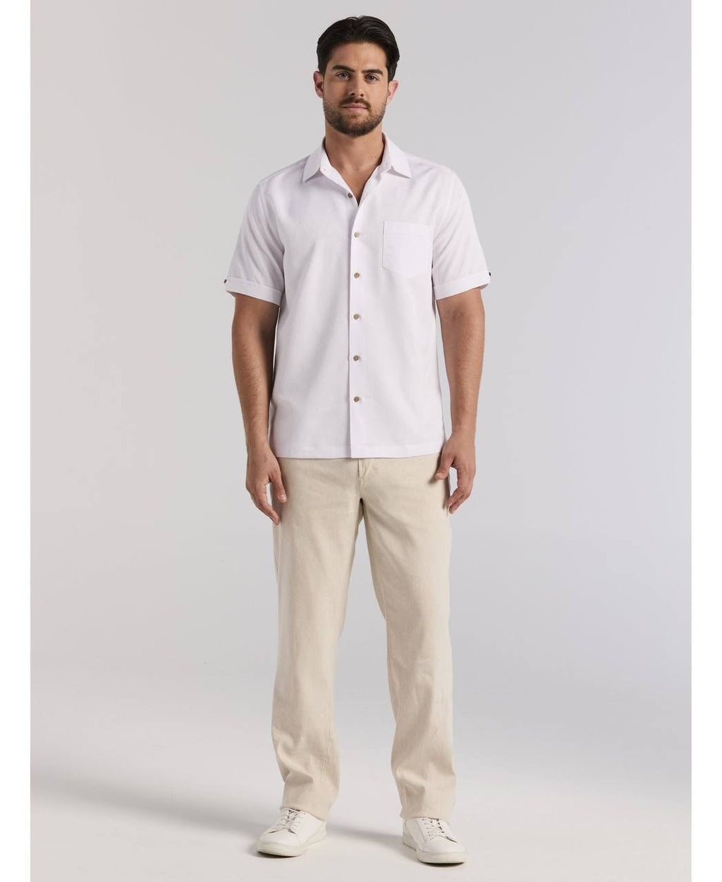Cubavera Men’s Palm Print Jacquard Shirt White XXL $80 NWT Damaged