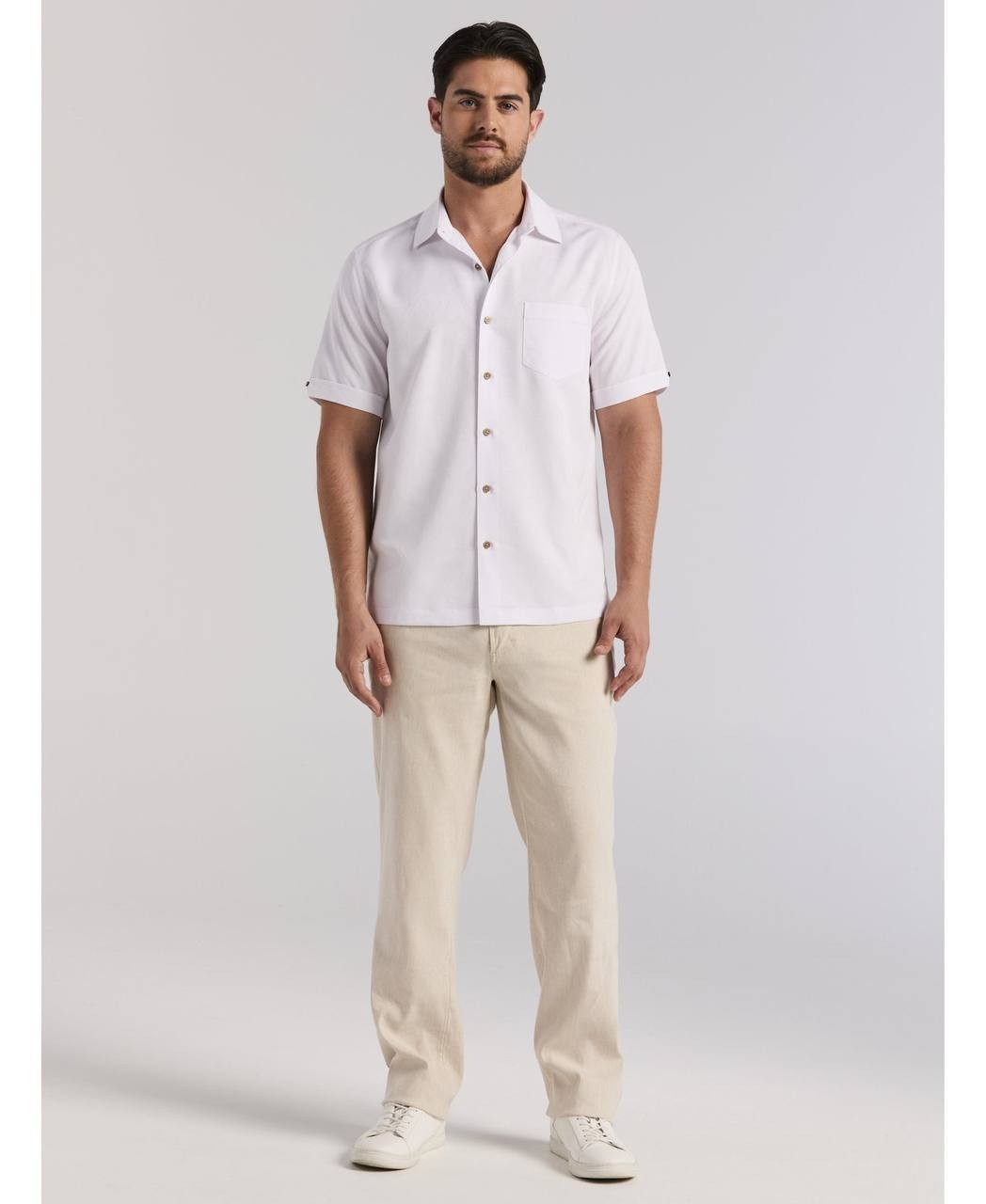 Cubavera Men’s Palm Print Jacquard Shirt White XXL $80 NWT Damaged