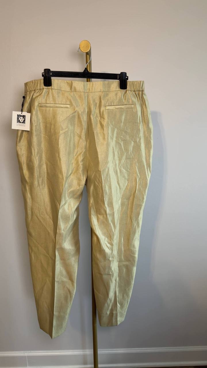 Anne Klein Pull‑On Straight Leg Pants Gold 16 NWT $99