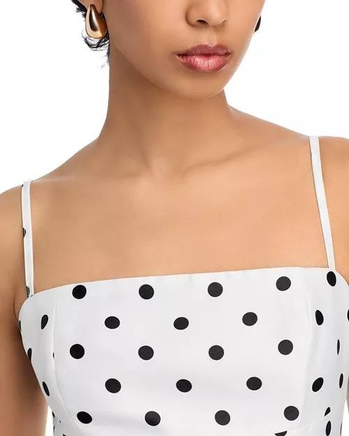 French Connection Polka Dot Midi Dress Black White Size6 NWTdamage-broken zipper